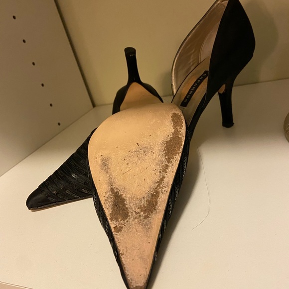 Caparros 3" satin black sequin pointy toe heels. Size 7.5 No box. - Picture 3 of 10